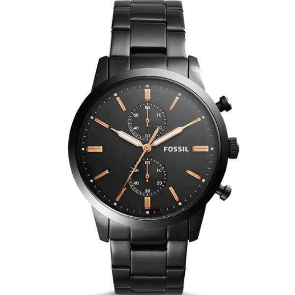 Fossil Townsman Black Stainless Steel Black Dial Chronograph Quartz Watch for Gents - FS5379