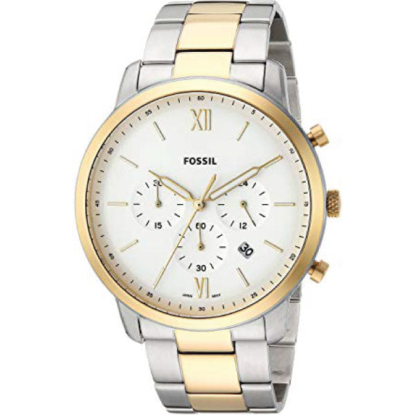 Fossil Neutra Two-tone Stainless Steel White Dial Chronograph Quartz Watch for Gents - FS5385