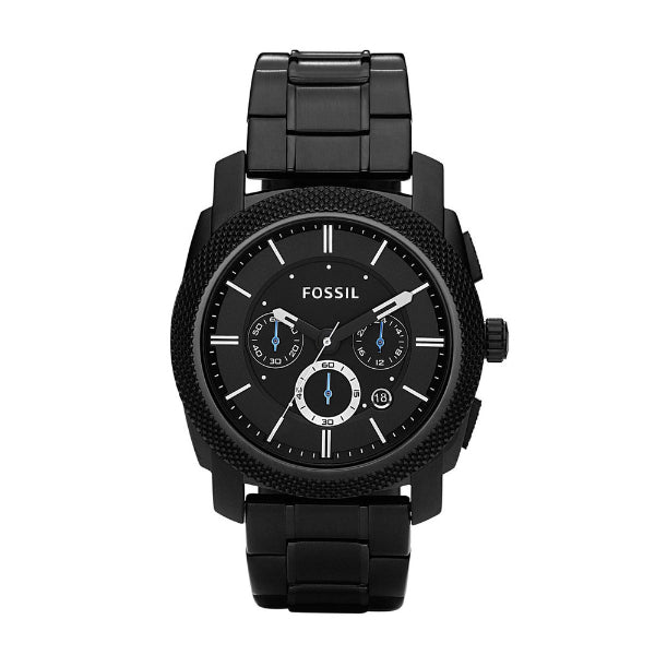 Fossil Machine Black Stainless Steel Black Dial Chronograph Quartz Watch for Gents - FS4552