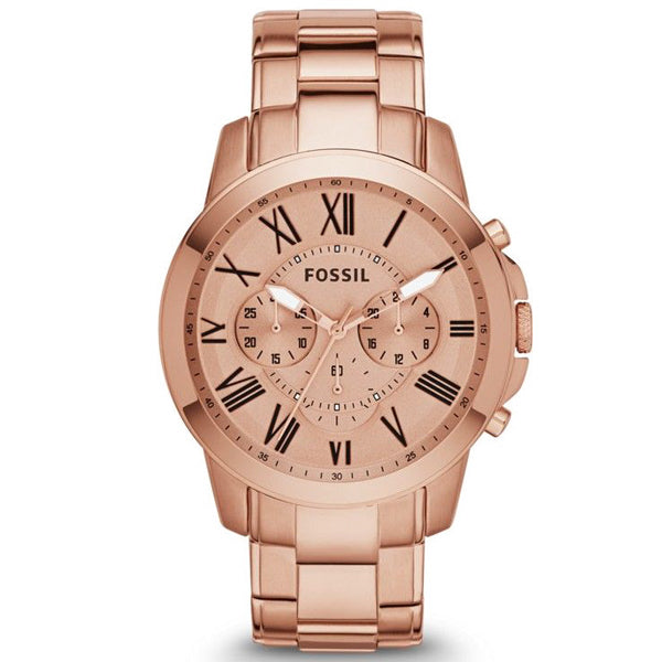 Fossil Grant Rose Gold Stainless Steel Rose Gold Dial Chronograph Quartz Watch for Gents - FS4833