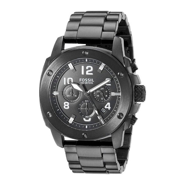 Fossil Machine Black Stainless Steel Black Dial Chronograph Quartz Watch for Gents - FS4927