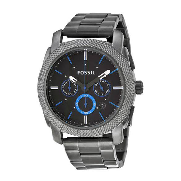 Fossil Machine Gunmetal Stainless Steel Black Dial Chronograph Quartz Watch for Gents - FS4931