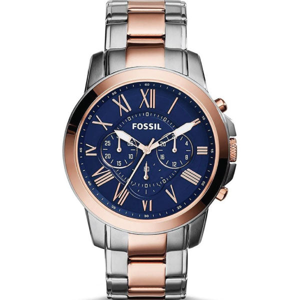 Fossil Grant Two-toned Stainless Steel Blue Dial Chronograph Quartz Watch for Gents - FS5024