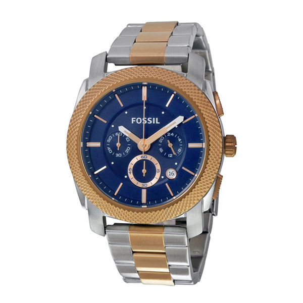 Fossil Machine Two-tone Stainless Steel Blue Dial Chronograph Quartz Watch for Gents - FS5037