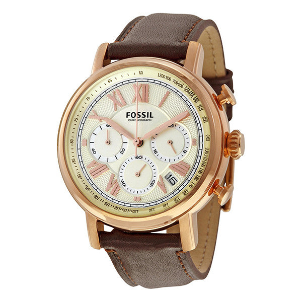Fossil Buchanan Gold Leather Strap Brown Dial Chronograph Quartz Watch for Gents - FS5103