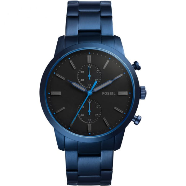 Fossil Townsman Blue Stainless Steel Black Dial Chronograph Quartz Watch for Gents - FS5345