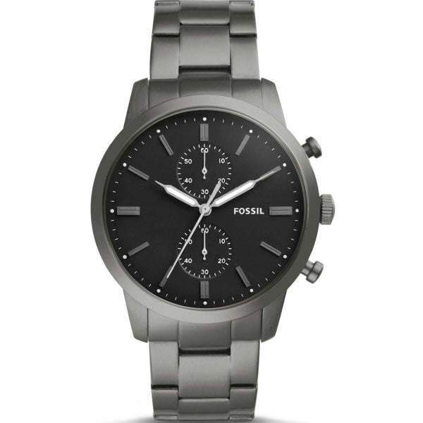 Fossil Townsman Gray Stainless Steel Black Dial Chronograph Quartz Watch for Gents - FS5349