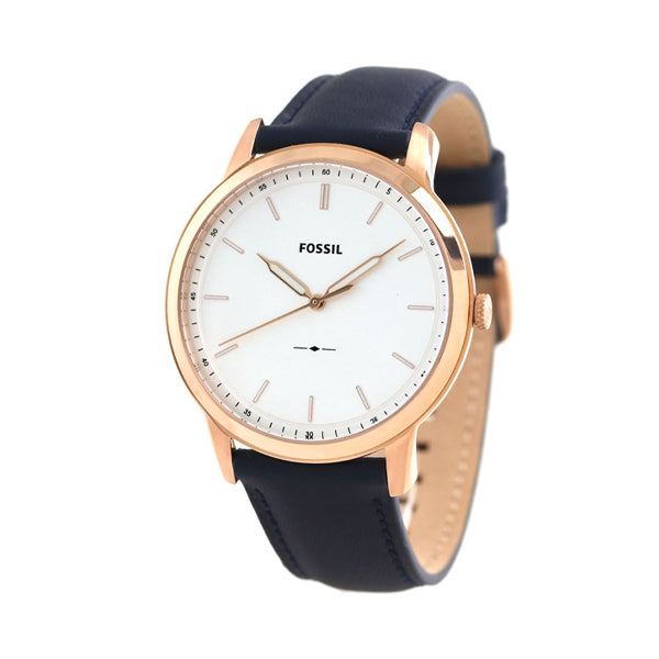 Fossil Minimalist Blue Leather Strap White Dial Quartz Watch for Gents - FS5371