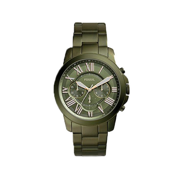Fossil Grant Green Stainless Steel Green Dial Chronograph Quartz Watch for Gents - FS5375