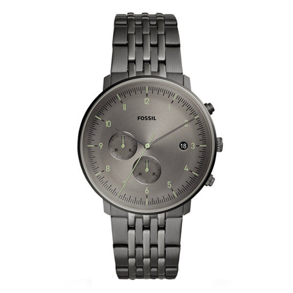 Fossil Chase Timer Smoke Stainless Steel Gray Dial Chronograph Quartz Watch for Gents - FS5490