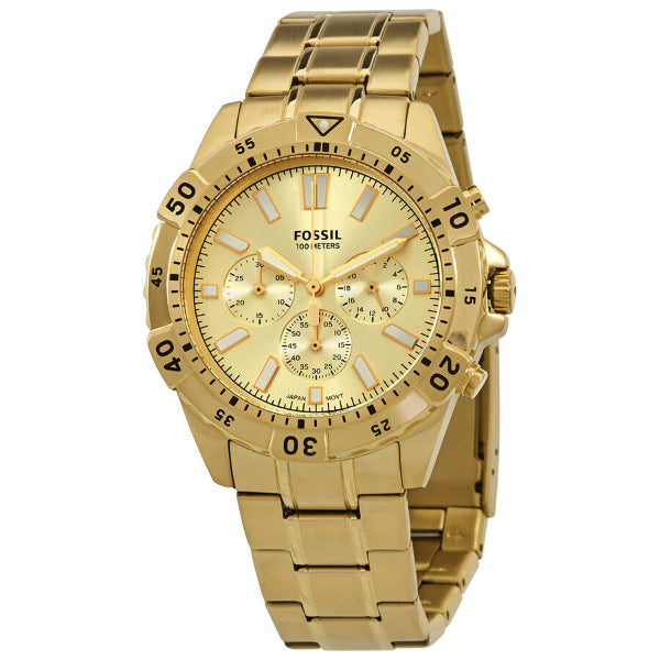 Fossil Garrett Gold Stainless Steel Gold Dial Chronograph Quartz Watch for Gents - FS5772