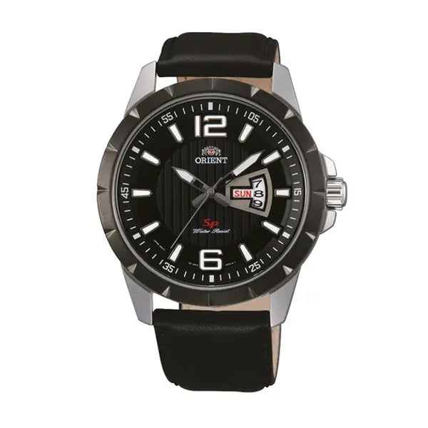 Orient Classic Black Leather Strap Black Dial Quartz Watch for Gents - FUG1X002B9