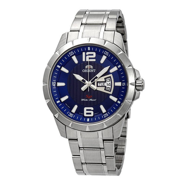 Orient Classic Silver Stainless Steel Blue Dial Quartz Watch for Gents - FUG1X004D9