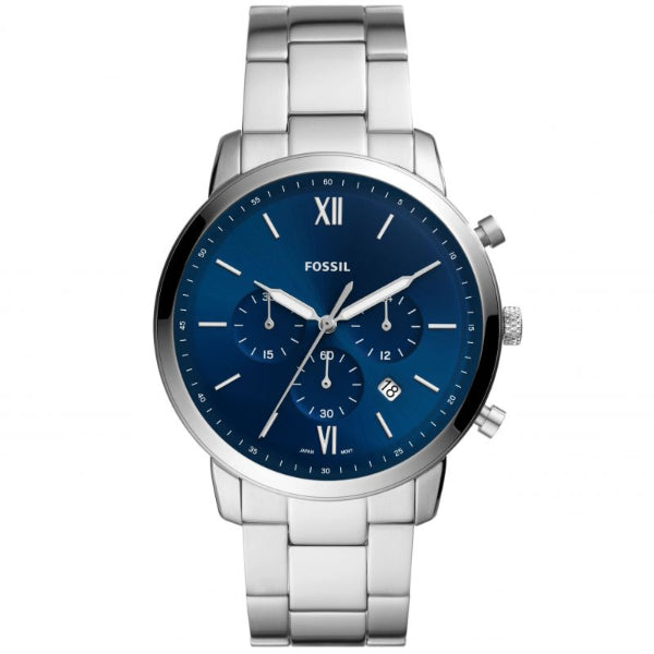 Fossil Neutra Silver Stainless Steel Blue Dial Chronograph Quartz Watch for Gents - FS5792