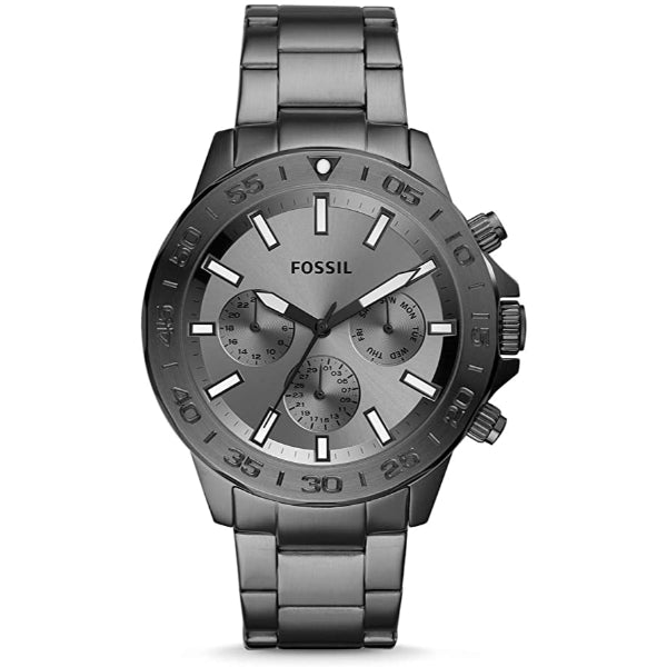 Fossil Bannon Multifunction Gray Stainless Steel Gray Dial Chronograph Quartz Watch for Gents - BQ2491
