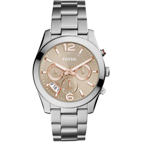 Fossil Perfect Boyfriend Silver Stainless Steel Taupe Dial Chronograph Quartz Watch for Ladies - ES4146