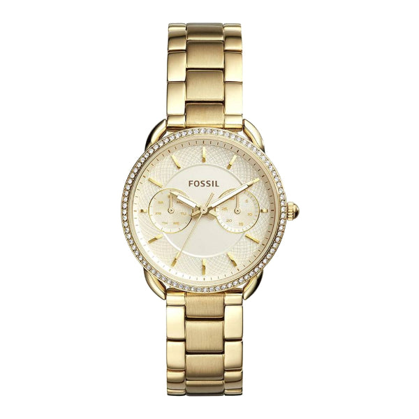 Fossil Tailor Multifunction Gold Stainless Steel White Dial Quartz Watch for Ladies - ES4263