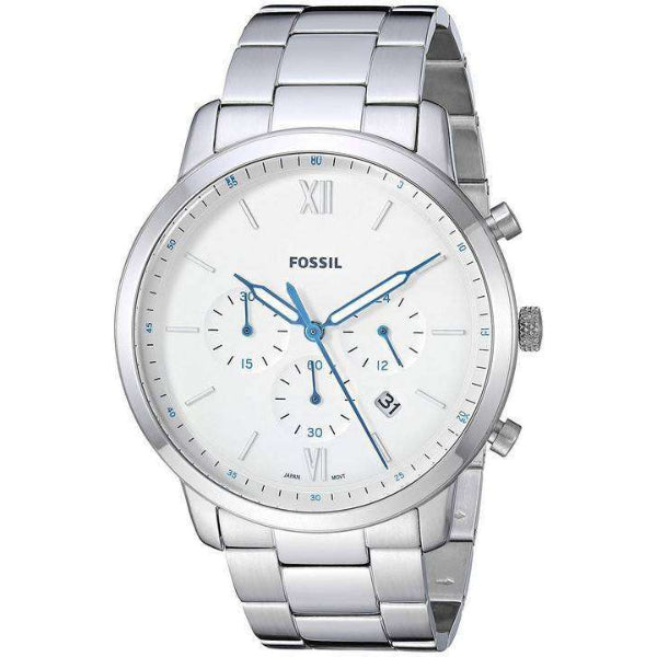 Fossil Neutra Silver Stainless Steel White Dial Chronograph Quartz Watch for Gents - FS5433