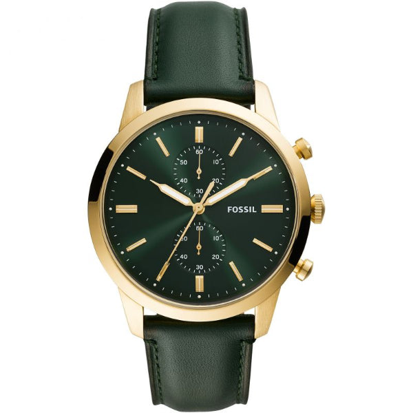 Fossil Townsman Dark Green Leather Strap Dark Green Dial Chronograph Quartz Watch for Gents - FS5599