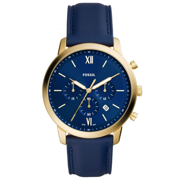 Fossil Neutra Blue Leather Strap Blue Dial Chronograph Quartz Watch for Gents - FS5790