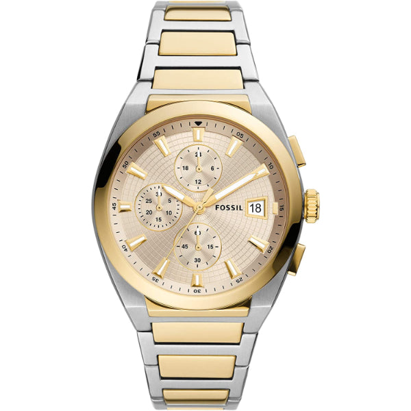 Fossil Everett Two-tone Stainless Steel Cream Dial Chronograph Quartz Watch for Gents - FS5796
