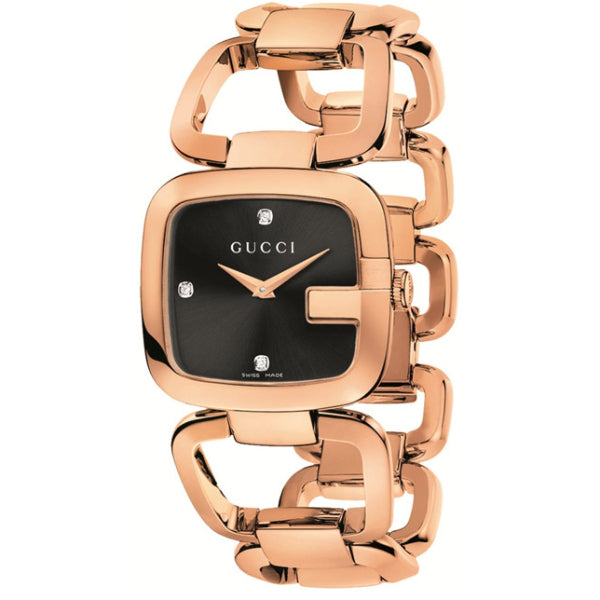 Gucci G-Gucci Gold Stainless Steel Black Dial Quartz Watch for Women - YA125409