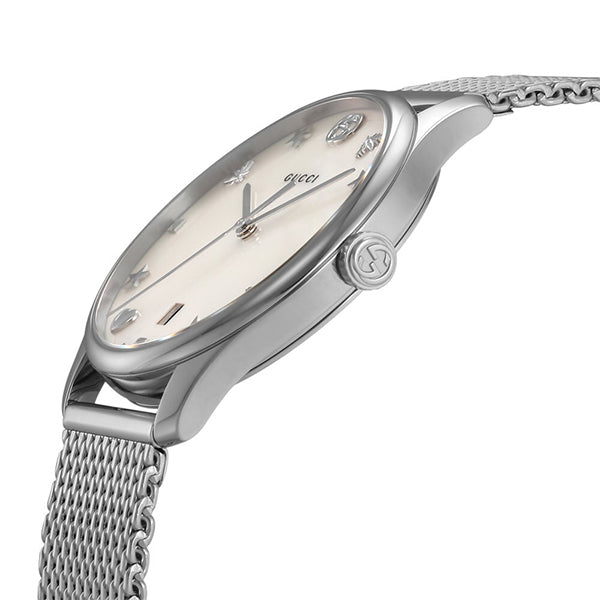 Gucci G-Timeless Silver Stainless Steel Mother of Pearl Dial