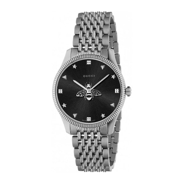 Gucci G-Timeless Silver Stainless Steel Black Dial Quartz Unisex Watch - GUCCI YA 1264154