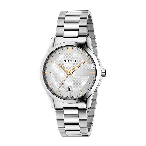 Gucci G-Timeless Silver Stainless Steel Silver Dial Quartz Watch for Unisex- GUCCI YA126442