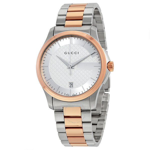 Gucci G-Timeless Two-tone Stainless Steel Silver Dial Quartz Watch for Ladies- GUCCI YA126447