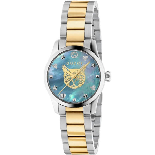 Gucci G-Timeless Two-tone Stainless Steel Mother of Pearl Dial Quartz Watch for Ladies - GUCCI YA 1265011