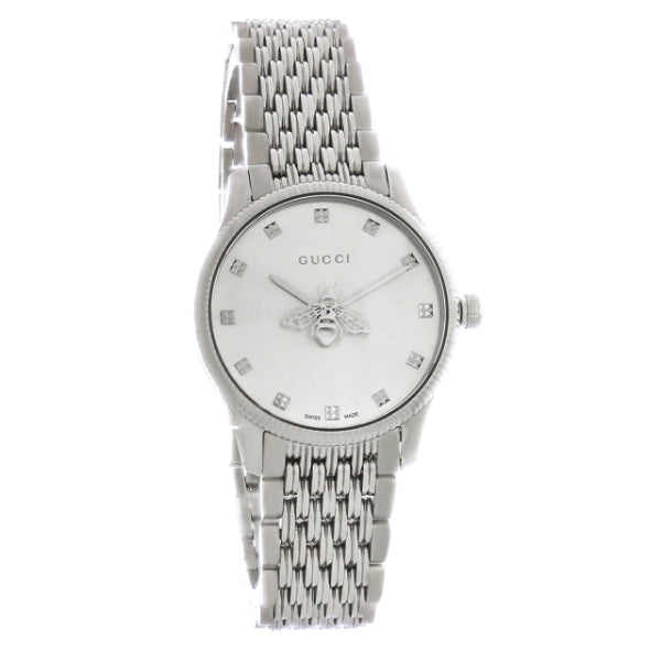 Gucci G-Timeless Silver Stainless Steel Silver Dial Quartz Watch for Ladies - GUCCI YA 1265019