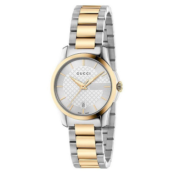 Gucci G-Timeless Two-tone Stainless Steel Silver Dial Quartz Watch for Ladies- GUCCI YA126563
