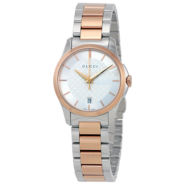 Gucci G-Timeless Two-tone Stainless Steel Silver Dial Quartz Watch for Ladies- GUCCI YA126564