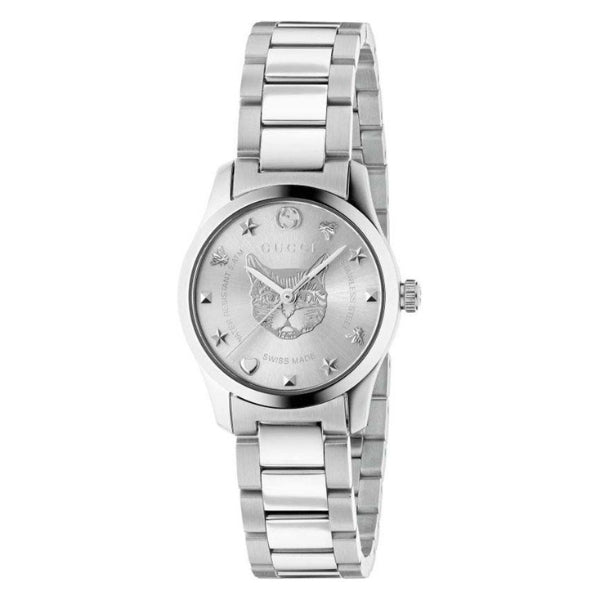 Gucci G-Timeless Silver Stainless Steel Silver Dial Quartz Watch for Ladies - GUCCI YA 126595