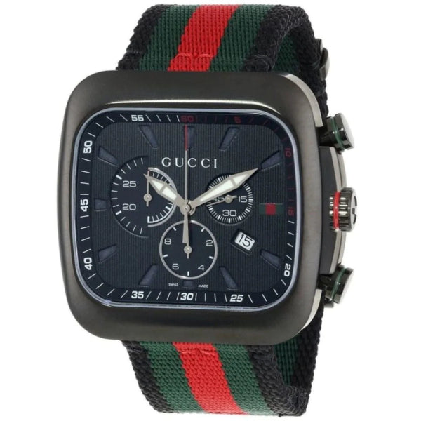 Gucci Coupe Black Red and Green Nato Black Dial Chronograph Quartz Watch for Gents - YA131202