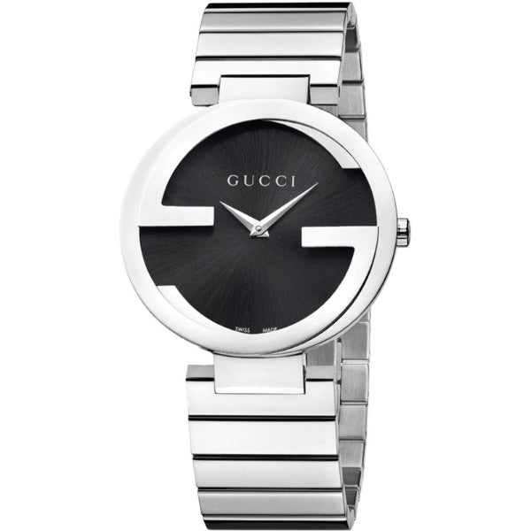 Gucci Interlocking-G Silver Stainless Steel Black Dial Quartz Unisex Watch - GUCCI YA 133307