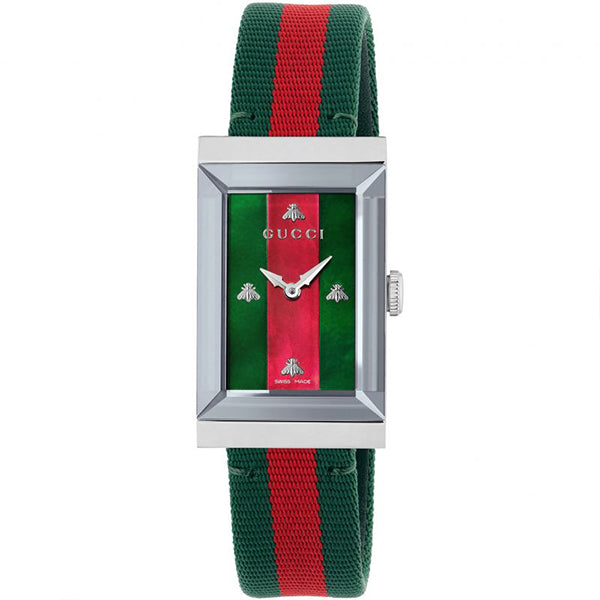 Gucci G-Frame Two-tone Nylon Mother of Pearl Dial Quartz Watch for Ladies- GUCCI YA147404