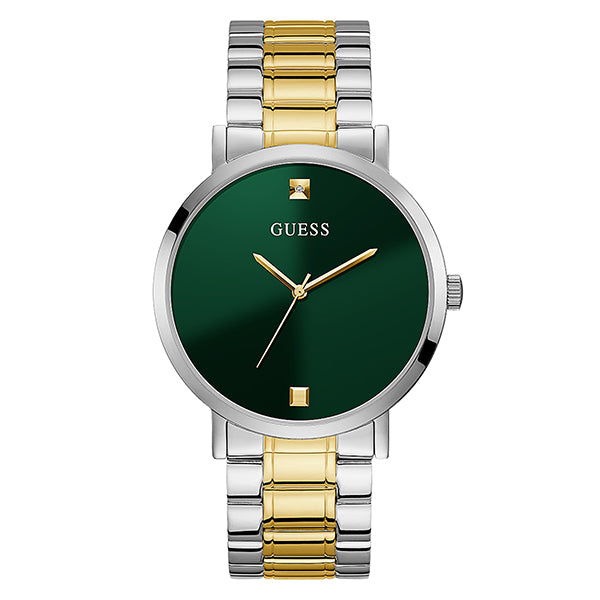 Guess Supernova Two-tone Stainless Steel Green Dial Quartz Watch for Gents - GW0010G2