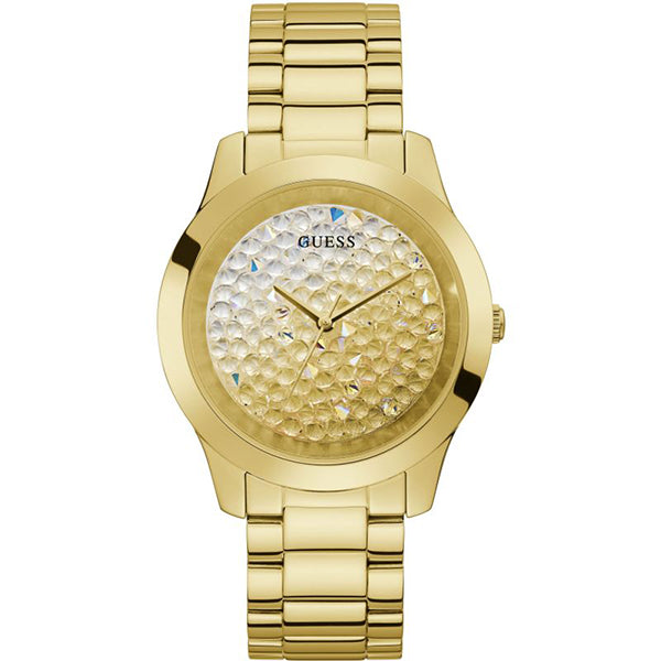 Guess Crush Gold Leather Strap Gold Dial Quartz Watch for Ladies - GW0020L2