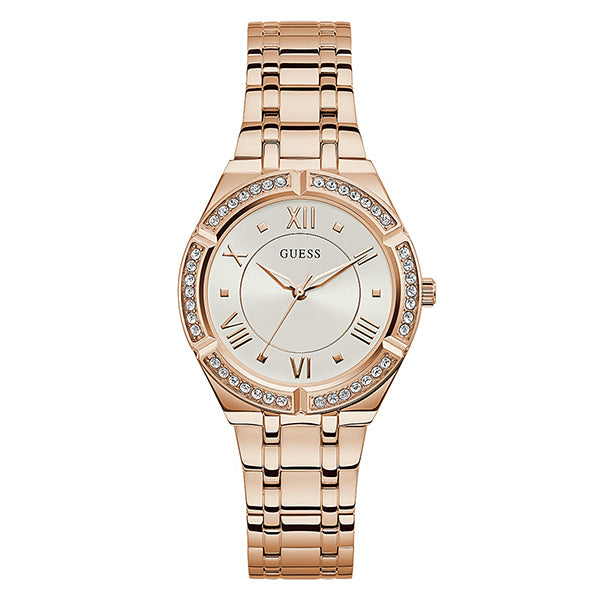 Guess Cosmo Rose Gold Stainless Steel White Dial Quartz Watch for Ladies - GW0033L3