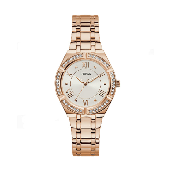 Guess Rose Gold Stainless Steel Silver Dial Quartz Watch for Ladies - GW0033L3