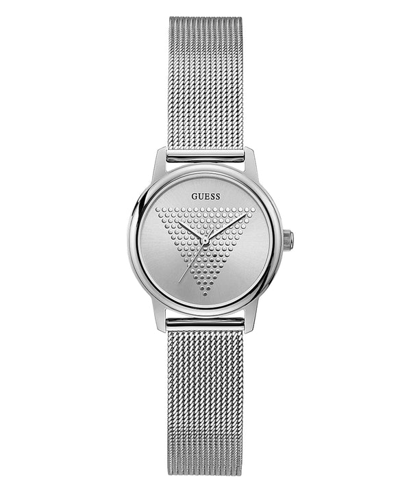 Guess Micro Imprint Silver Stainless Steel Silver Dial Quartz Watch for Ladies - GW0106L1