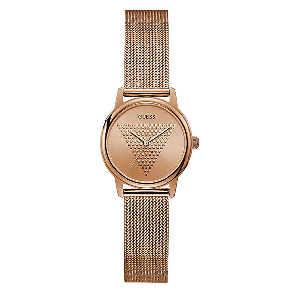 Guess Micro Imprint Rose Gold Stainless Steel Rose Gold Dial Quartz Watch for Ladies - GW0106L3