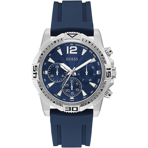 Guess Commander Blue Silicone Strap Blue Dial Chronograph Quartz Watch for Gents - GW0211G1