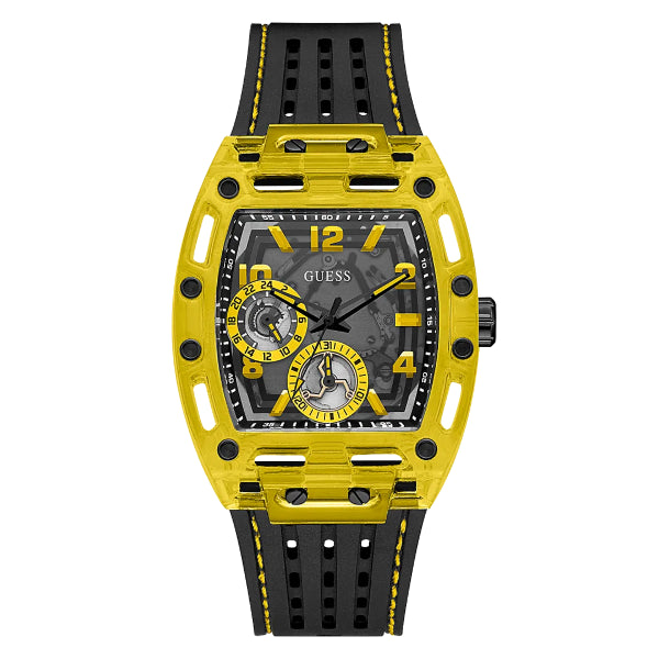 Guess Phoenix Black Silicone Strap Yellow Dial Quartz Watch for Gents - GW0499G2