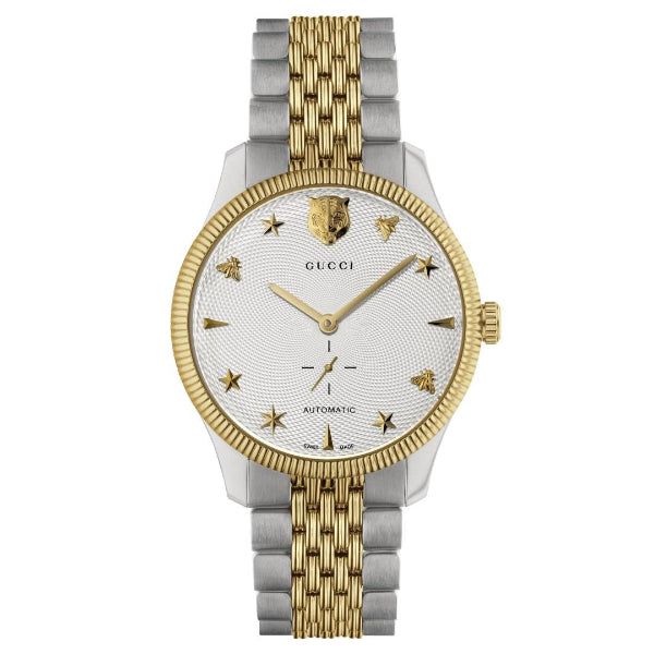 Gucci G-Timeless Two-tone Stainless Steel White Dial Automatic Watch for Gents - YA-126356
