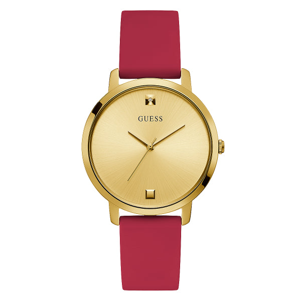 Guess Nova Red Silicone Strap Gold Dial Quartz Watch for Ladies - U1210L2