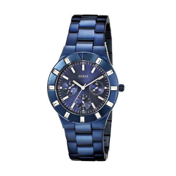 Guess Glisten Navy Blue Stainless Steel Navy Blue Dial Quartz Watch for Ladies - W0027L3