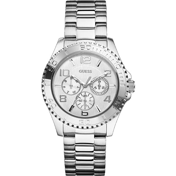 Guess BFF Multifunction Silver Stainless Steel Silver Dial Quartz Watch for Ladies - W0231L1